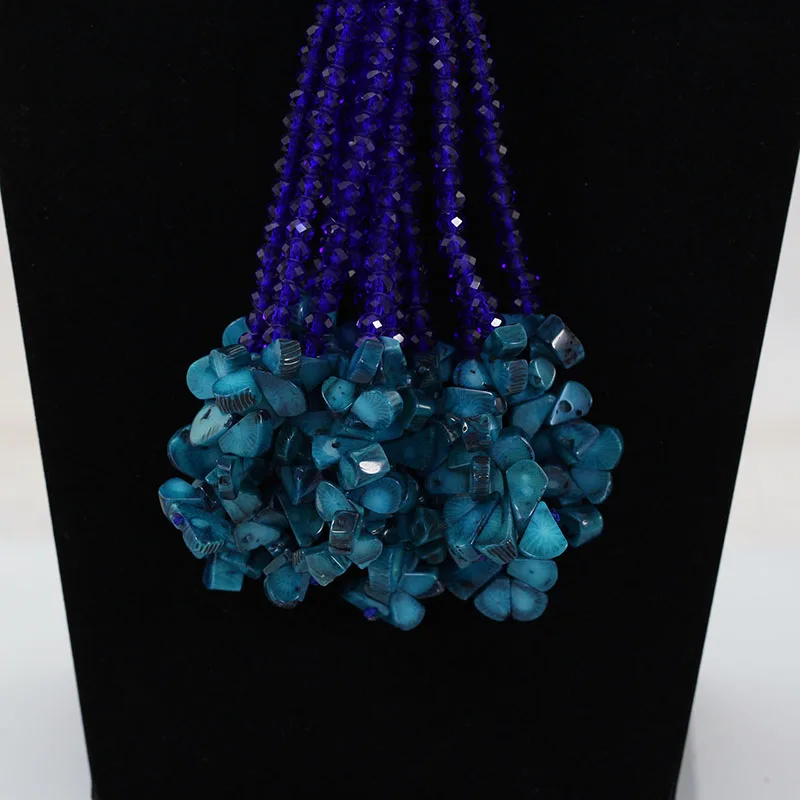 Новинка 2017 6 рядов темно-синий конец синий камень нигерийские Свадебные