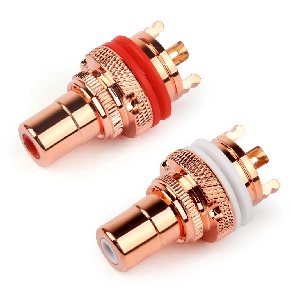 Разъем шасси Areyourshop медный с RCA разъемом 32 мм 1/4 шт белый красный|Соединители| |
