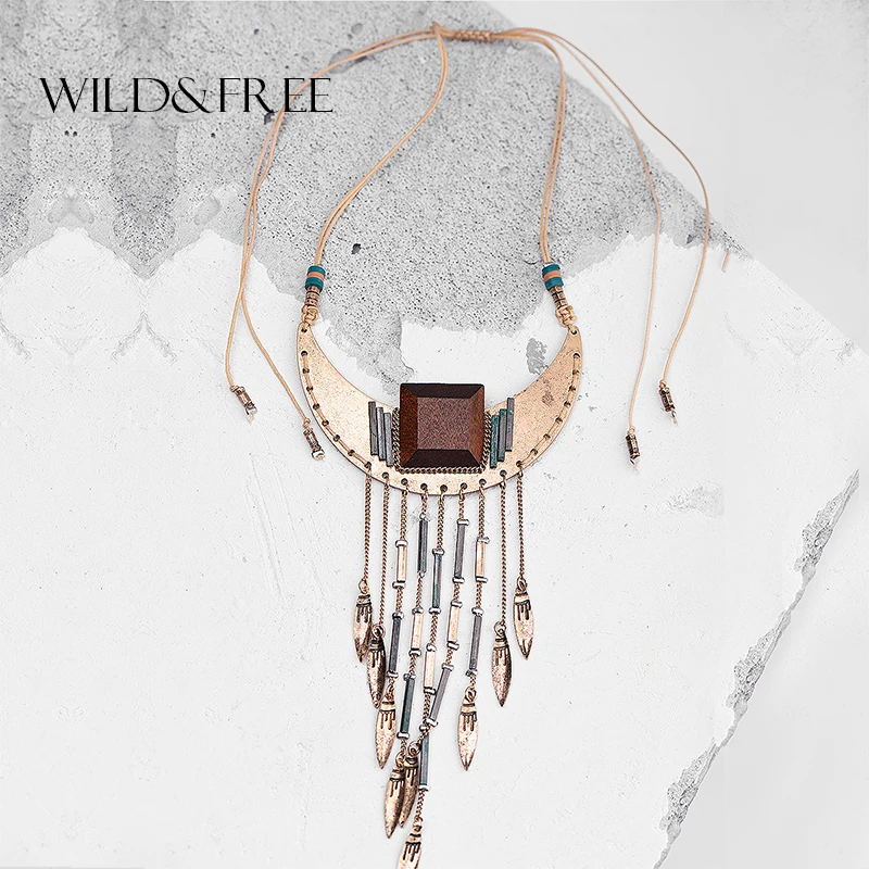 Женское винтажное ожерелье с кисточками из сплава этнический античный