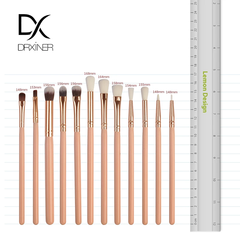 Drxiner 12 шт. профессиональный макияж глаз кисти набор деревянная ручка тени для век