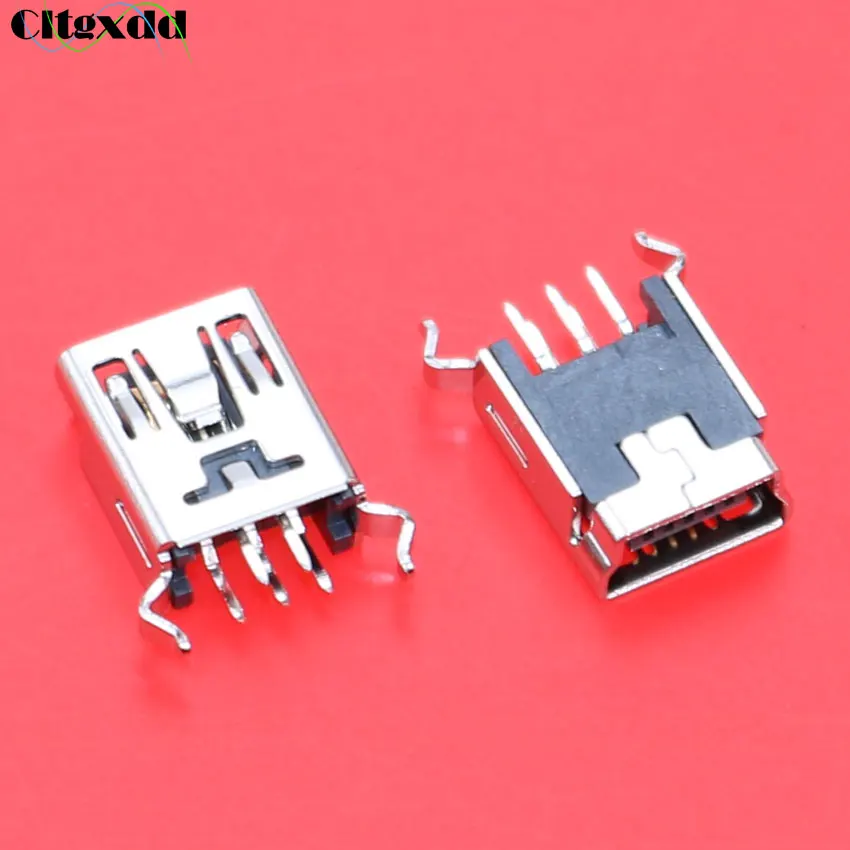 Cltgxdd 1 шт. 5 контактный разъем Mini usb гнездовой 180 градусов 2 фиксированные изогнутые