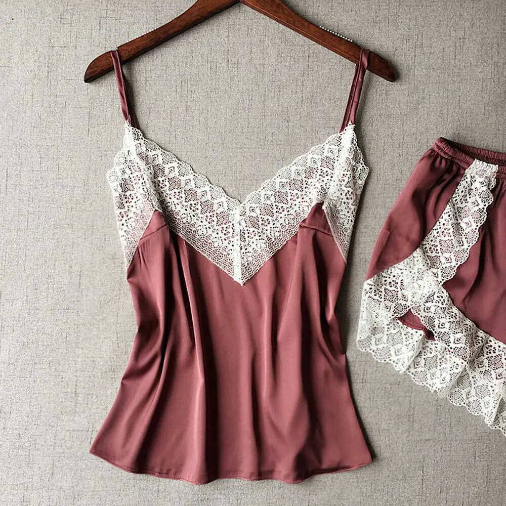 2 шт. женское мягкое атласное кружевное ночное белье Babydoll сексуальное Ночная