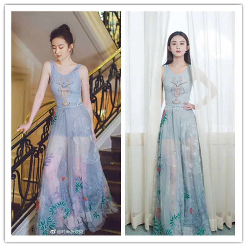 Новая юбка большая газовая с тяжелой вышивкой топ и юбка|dresses dress|dress dress dressdress big |