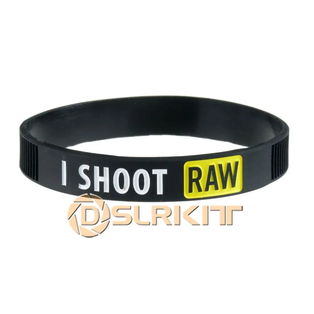 Желтый силиконовый браслет с надписью I SHOOT RAW для фотографа|wristband silicone bracelets|wristband