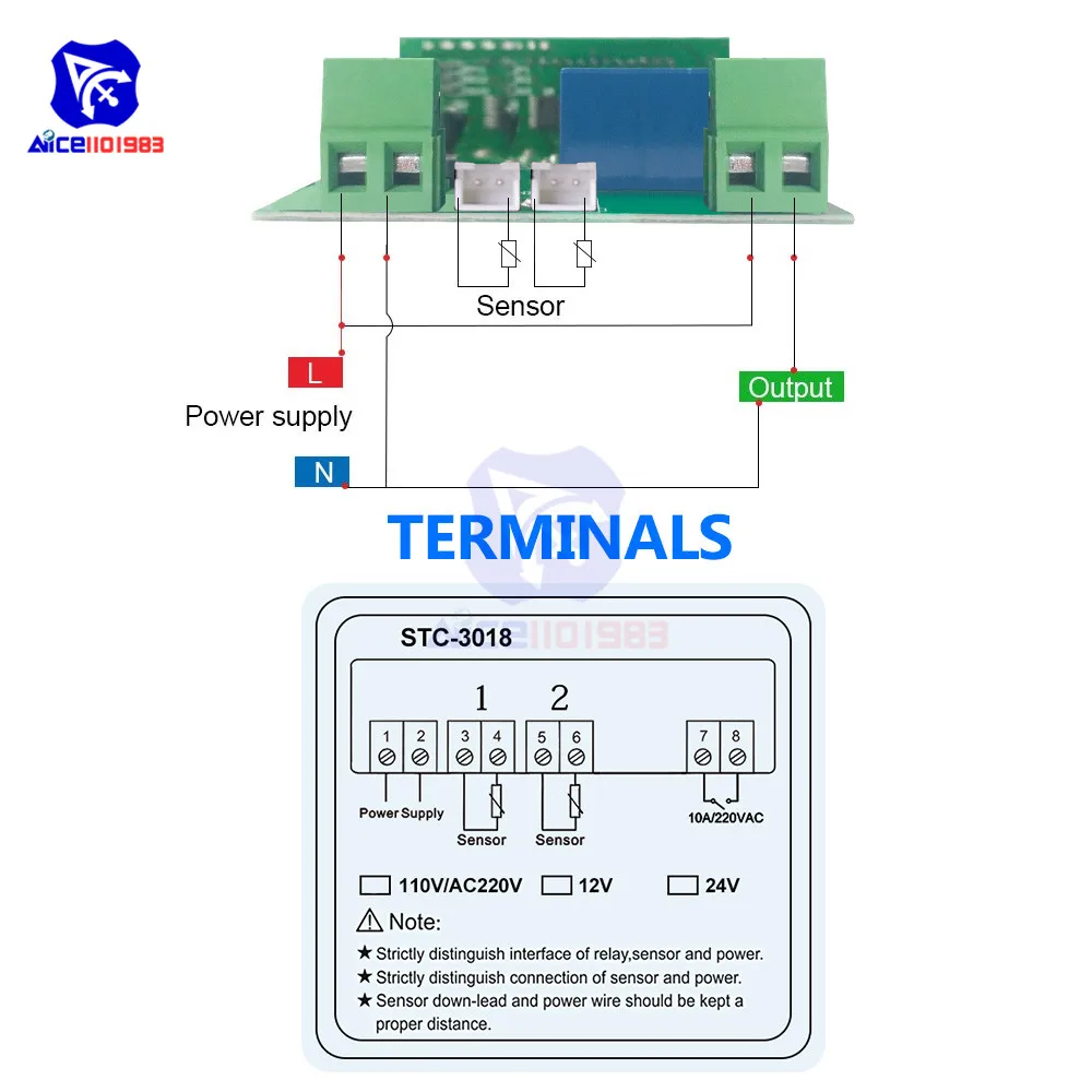 STC 3018 12V 24V 220V термометр двойной светодиодный цифровой трубчатый регулятор