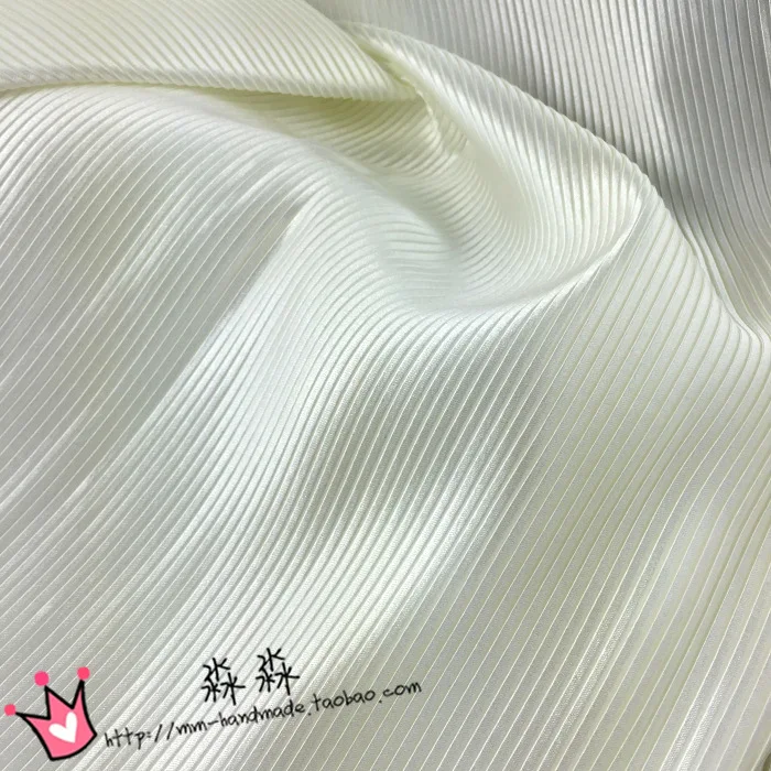 1psc белый полосатый рисунок ткани плиссе в гармошку шелковый атлас щебень через