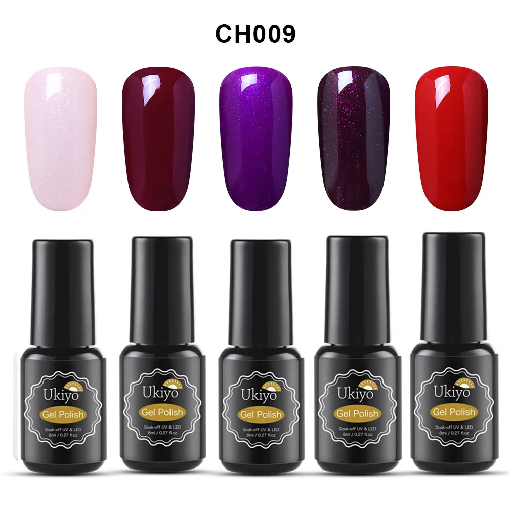 CH009 Ukiyo 5 шт./лот Soak Off лак для ногтей чистый цвет Гибридный гель лак для ногтей, маникюр Дизайн Полупостоянный маникюрные трафареты лак - Цвет: CH009