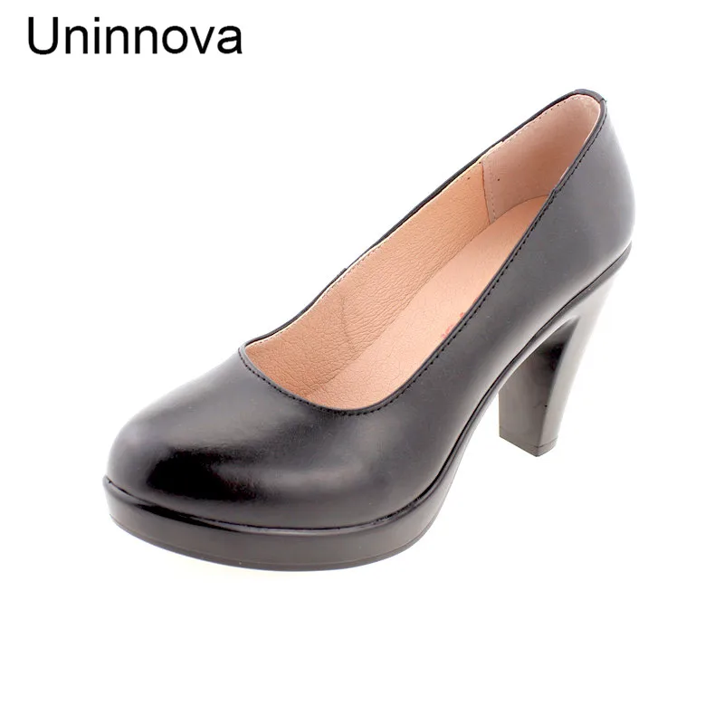 Uninnova/женские черные туфли-лодочки на высоком каблуке Рабочая обувь из
