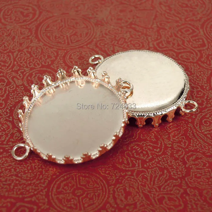 Пустая круглая корона гнездо с 2 петельками кулоны браслеты коннекторы кабошоны
