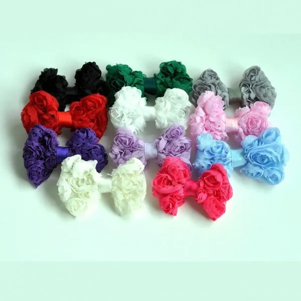

120pcs/lot 11colors Soft Solid DIY Mesh Bow For Children Hair Accessories Mini Boutique Rose Lace Baby Bows For Hair Clips