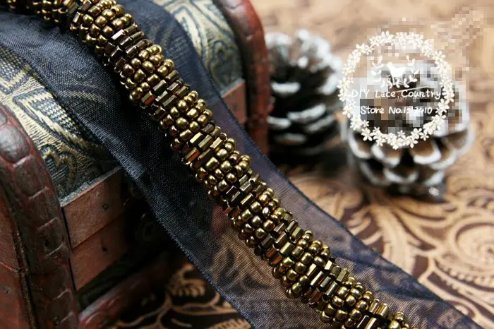 2 ярдов/партия Топ Класс бандажный пояс сделанный вручную бисер кружевной
