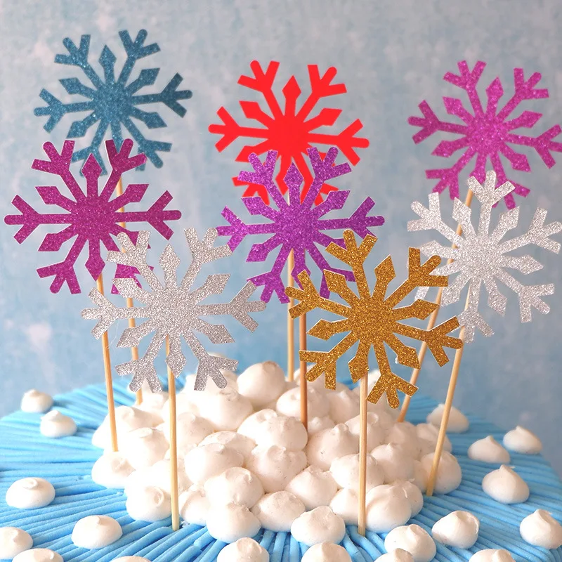 10 шт. блестящий торт Снежинка выпечки флаги украшенные с днем рождения для детей