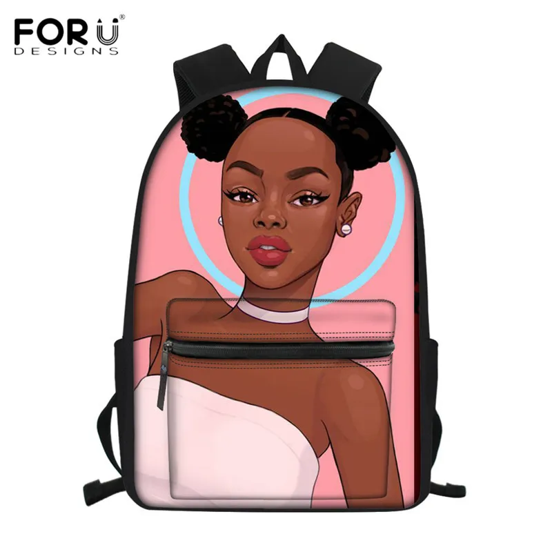 FORUDESIGNS/Школьные сумки афро для девочек, черные женские художественные школьные рюкзаки, книжные сумки, модная детская сумка, рюкзак Mochilas Feminina - Цвет: HMC1692Z58