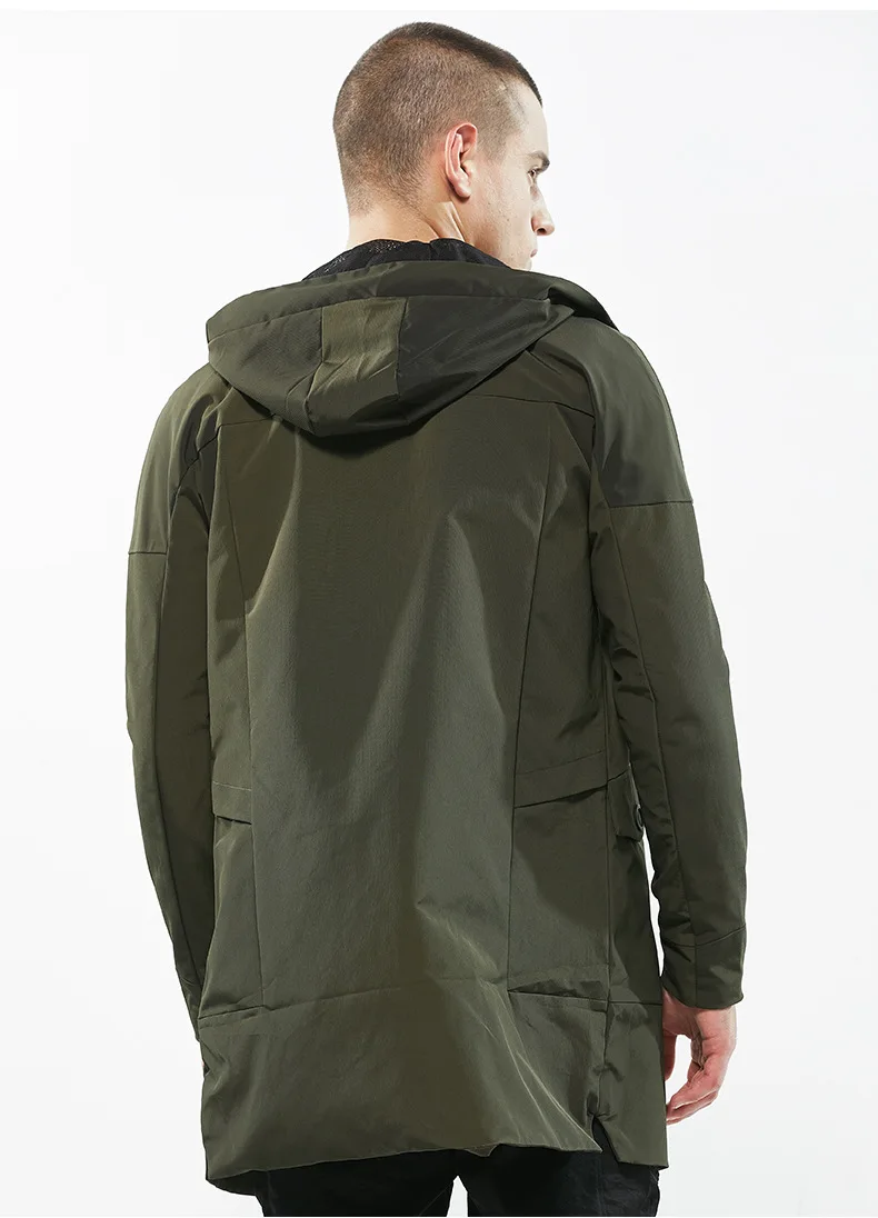 2018 Autumn New European and American Youth Men's Long Trench Coat Amazon Slim Hooded Jacket | Мужская одежда