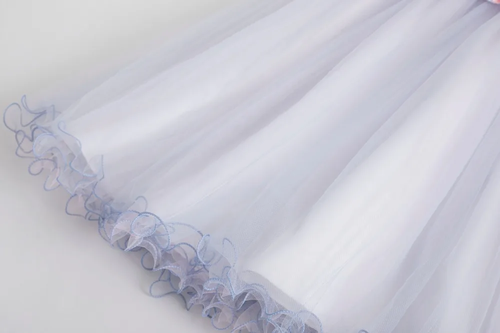 Новинка 2019 Сетчатое платье принцессы с жемчугом для девочек детские платья