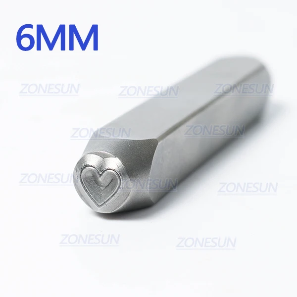 6mm ZONESUN ювелирные изделия в форме сердца штамповка металла алфавит логотип стальные штампы формы маркировка инструмент штамповки штампы для кожаного кольца браслет ожерелье - Цвет: 6mm