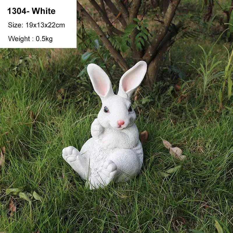 1304-White Милый Искусственный Кролик, украшение для дома, гостиной, украшения для сада, газон, кролик, скульптура, ремесла, миниатюрные фигурки животных, подарок - Цвет: 1304-White