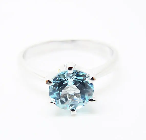 Обручальное кольцо из серебра 925 пробы с синим камнем Li | Украшения и аксессуары