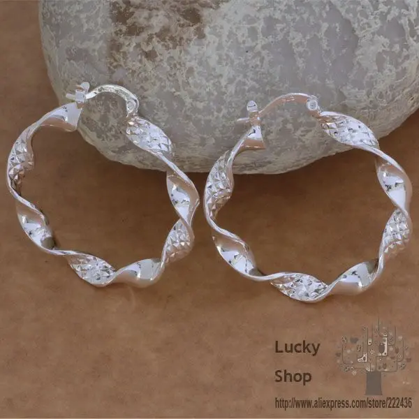 AE083 Silver plated earrings silver fashion jewelry Twisted empty flower /bauajsba dklambsa | Украшения и аксессуары