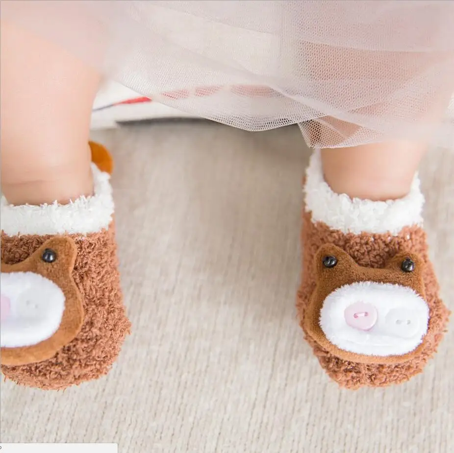 Baby Anti-slip Newborn 0-24Month Cotton Lovely Cute Shoes Animal Cartoon Slippers Boots Boy Girl Unisex Skid Rubber Sole Socks | Детская