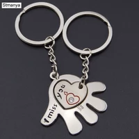 4pcslot fashionable palms and lover key ring keyfob couples romantic keychain car key chain for valentines day day gift 17303