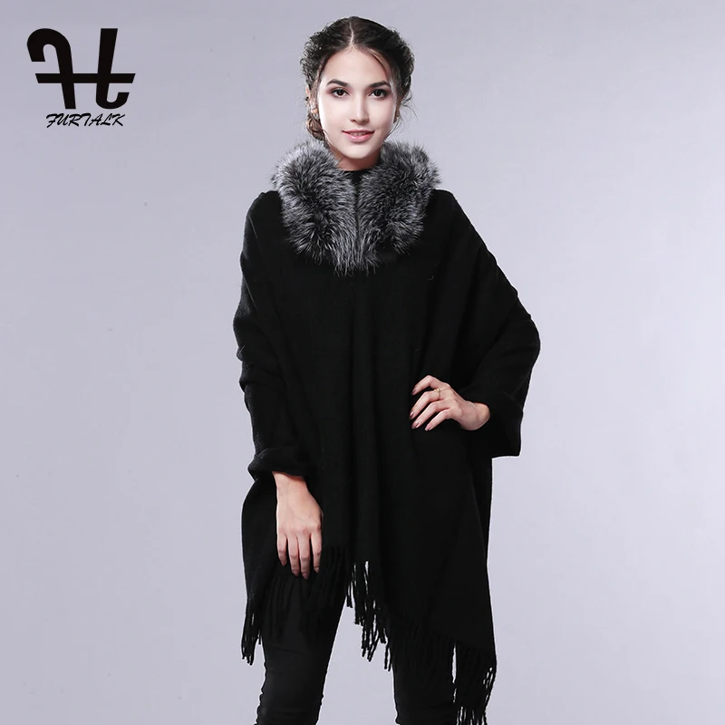 FURTALK Женщины Кашемир Шерсть Пашмины шаль wrap Зима Длинный Шарф Шерсти енота