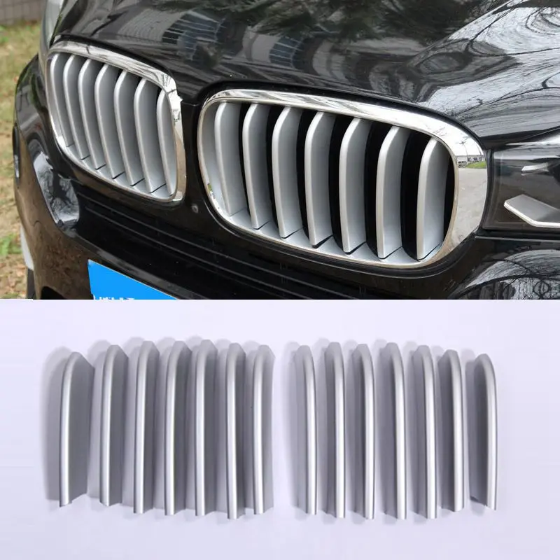 14 шт. Передняя накладка на гриль хромированные блестки ABS для BMW X5 X6 F16 F15 2014 2015 2016 2017