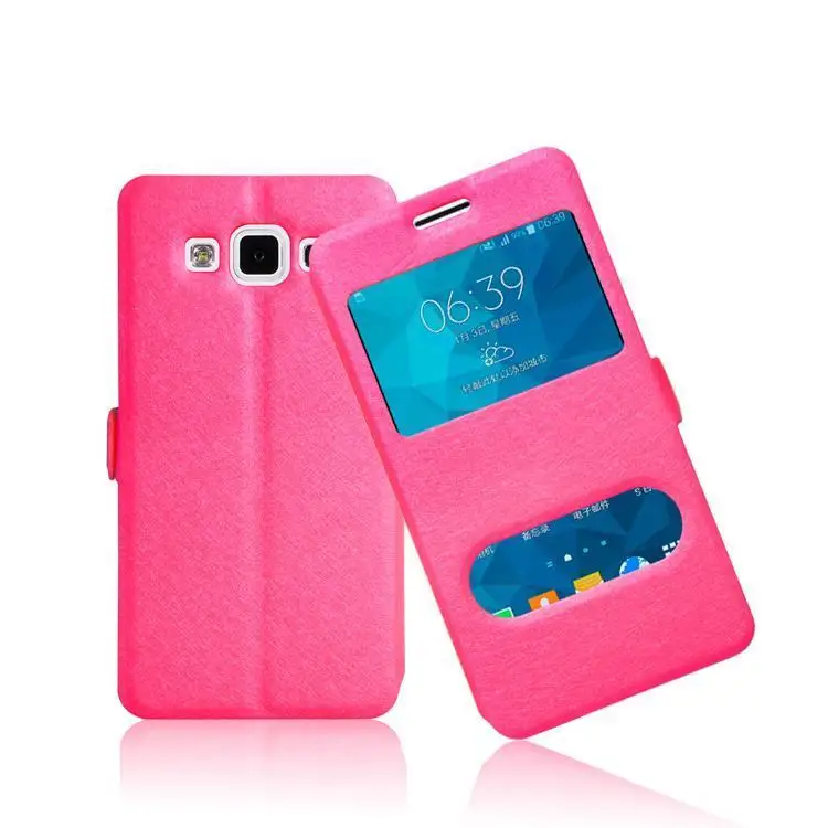 Роскошный Шелк Кожи Pu Кожа Двойной Окно Флип Стенд Для Samsung Galaxy On5 2015 G6000 |
