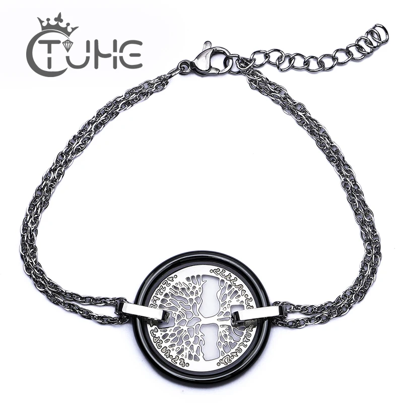 Браслет из нержавеющей стали New Life Tree керамический пустое Дерево жизни с хлопком