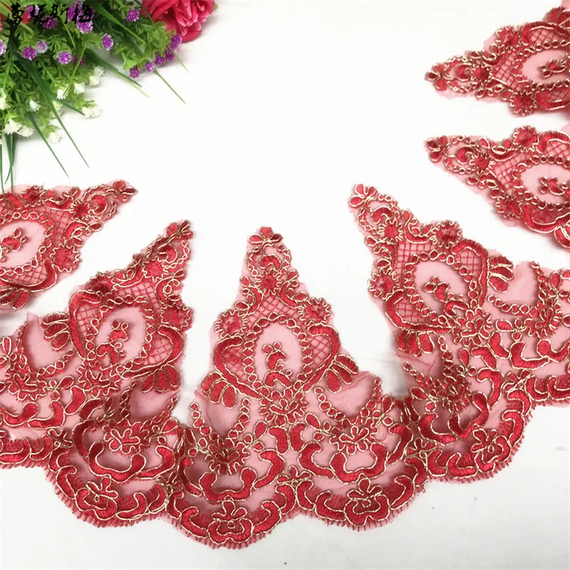 Изящный золотой шнур 1 ярд контур красного бордового цветка Венецианская модель