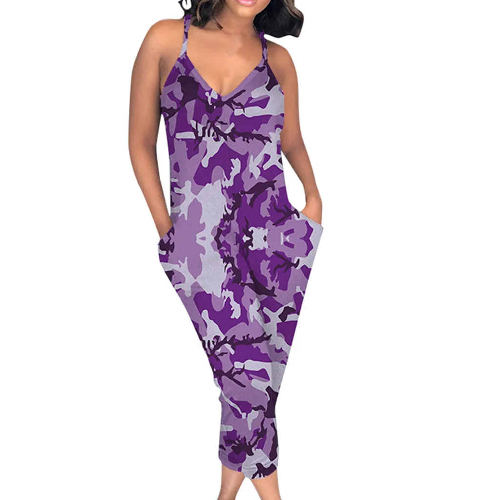 Камуфляжный стрейчевый комбинезон Женский Летний с v образным вырезом на