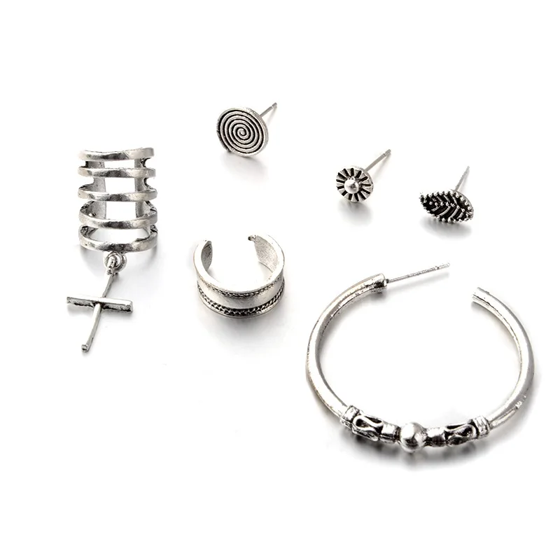 PINKSEE 6 шт./партия Ретро стиль геометрические серьги гвоздики для ушей манжеты