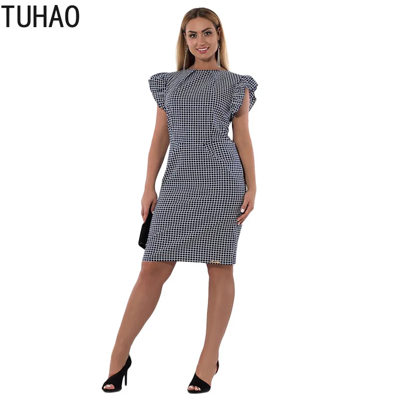 Модные клетчатые платья размера плюс 6XL 5XL 4XL 2019 летнее платье-карандаш больших
