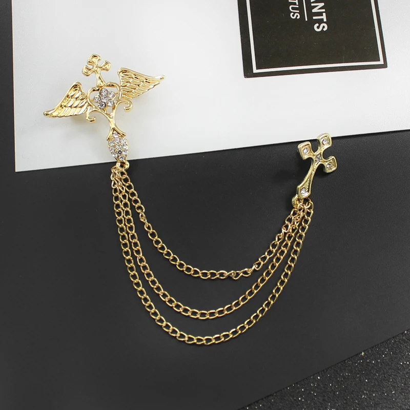 Крест крыло в форме сердца Полые инкрустированные горный хрусталь три