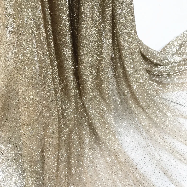 

Champagne Gold Black Silver Glitter Fabric Wedding Dress sparkle shine Fabric Sequin Mesh Cloth Telas Tissu Sewing DIY Tecido
