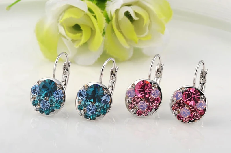 BOAKO Bijoux цветок красочные кристалл серьги гвоздики для женщин модные вечерние AAA циркон серьги Brinco Свадебные украшения Z3