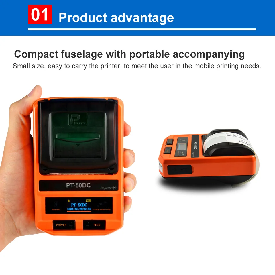 Новый мини USB/Bluetooth/NFC PT-50DC небольшой портативный принтер ювелирные изделия ценник
