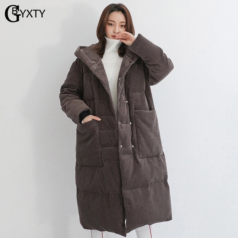 GBYXTY, длинный пуховик, chaqueta pluma mujer,, зимний женский, толстый, с капюшоном, большой размер, пуховик и пальто, пальто, ZA953