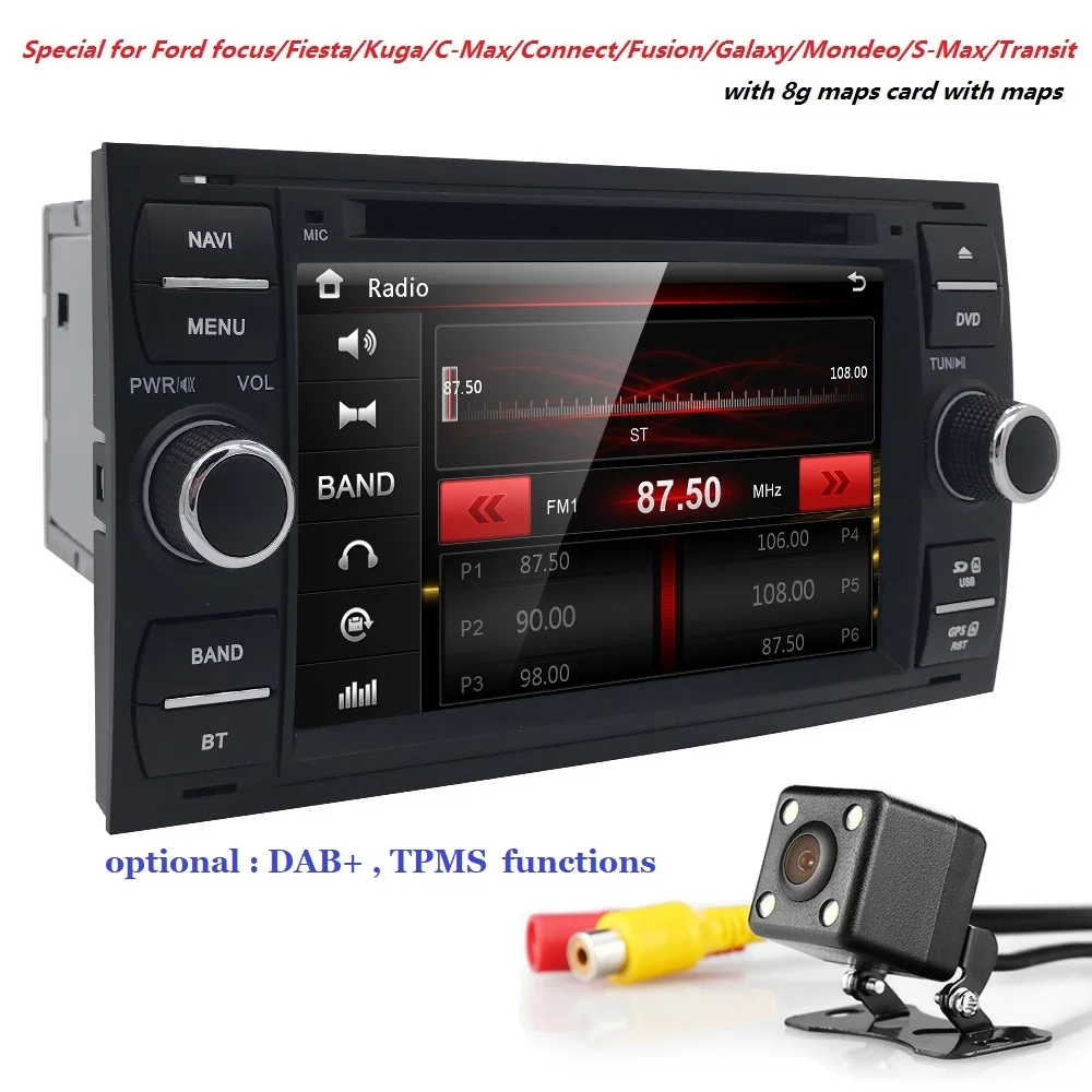 2din 7 inchемкостный сенсорный экран DVD плеер автомобиля для Ford Focus Kuga Transit 3g Bluetooth