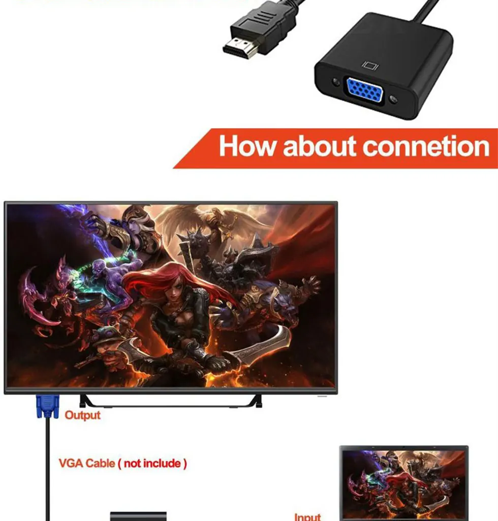 COOLJIER HDMI в VGA кабель конвертер цифровой аналоговый HD 1080P для ПК ноутбука планшета HDMI Мужской в VGA Famale конвертер адаптер