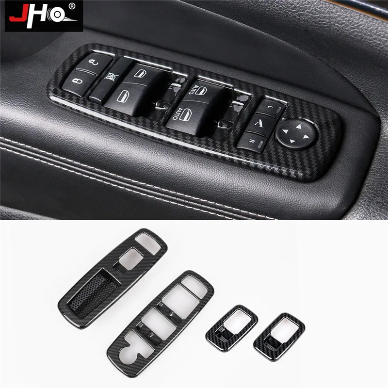 JHO ABS углеродного волокна зерна крышка Накладка для- Jeep Grand Cherokee 17 дверная ручка рулевого колеса автомобиля аксессуары - Название цвета: For Window Switch