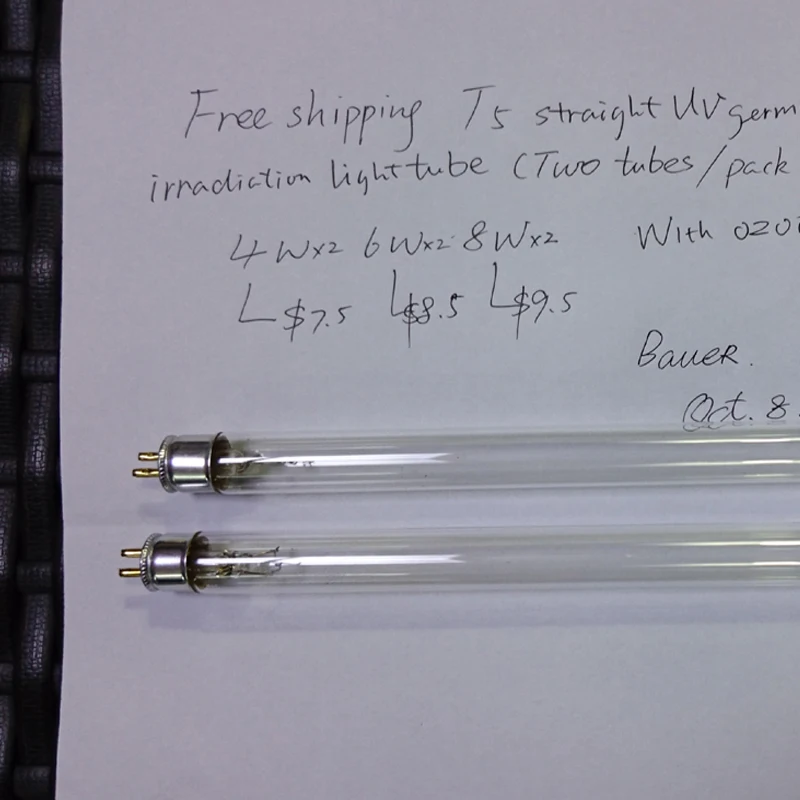 2-pack T5 линейная кварцевая УФ лампа для дезинфекционная трубка бактерицидная