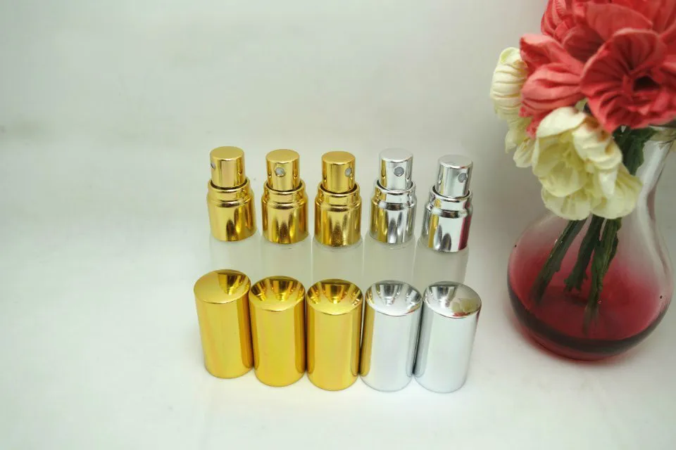 

Wholesale LG07MA-5ML gold and silver Frosted glass perfume spray bottle 100pcs/lot