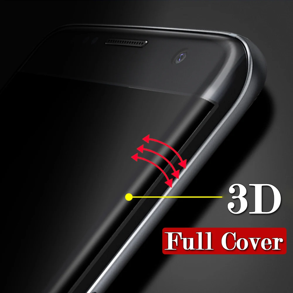 For Samsung Galaxy S7 Glass Screen Protector Edge Tempered Note 8 3D Curved Full Cover Protective Film Glas | Мобильные телефоны и