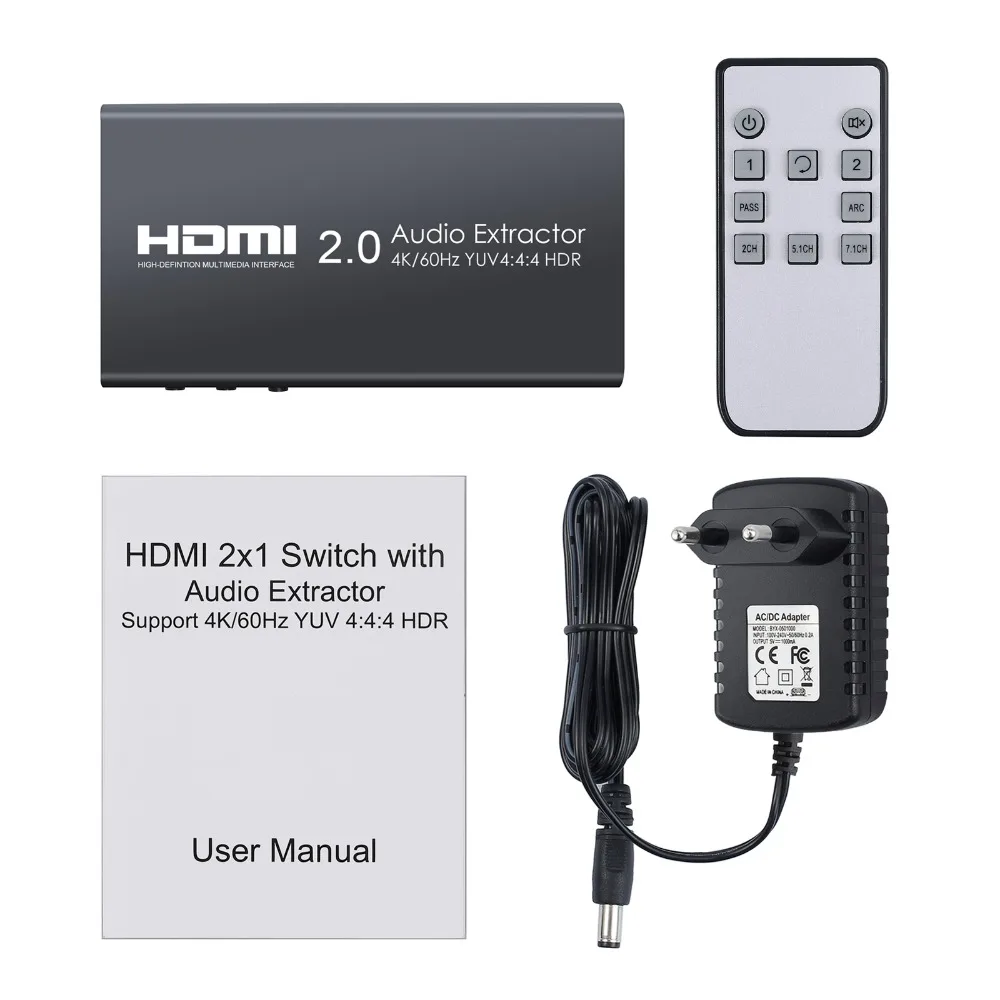 Proster преобразователь аудиосигнала HDMI 2x1 HDMI 2,0 переключатель с аудио экстрактором поддержка 4K@ 60Hz пульт дистанционного управления Blu-Ray плеер Xbox One