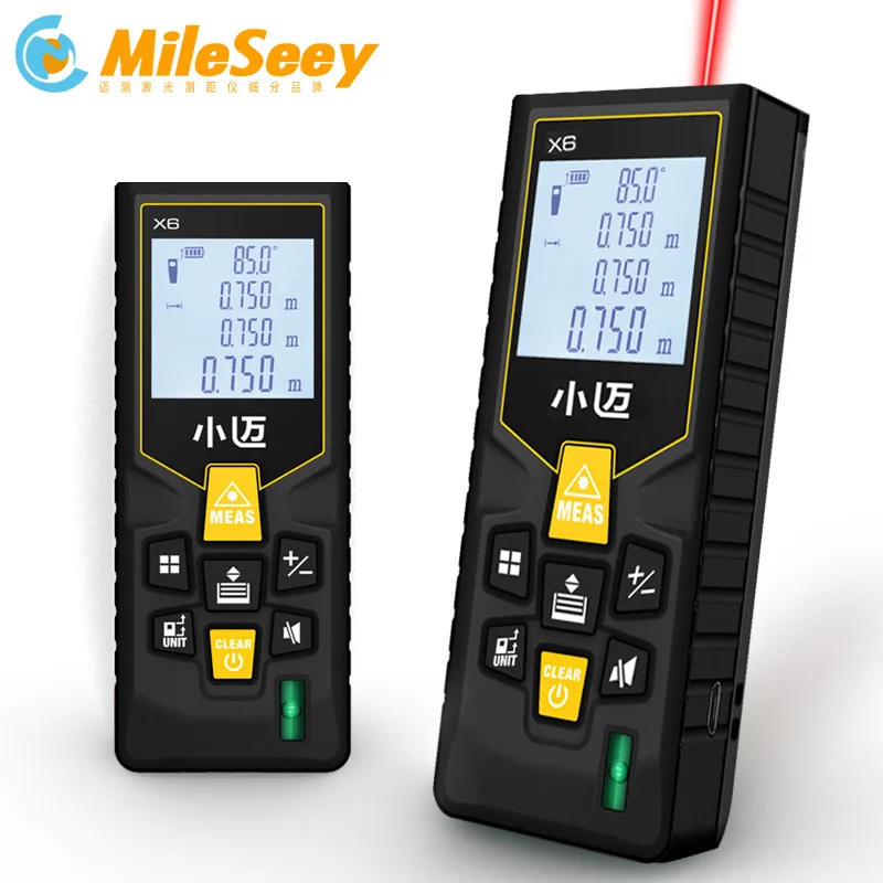 Mileseey X6 перезаряжаемый 40 м 70 м лазерный дальномер, дальномер, Лазерная Лента, дальномер, устройство для измерения, линейка, тестовый инструмент