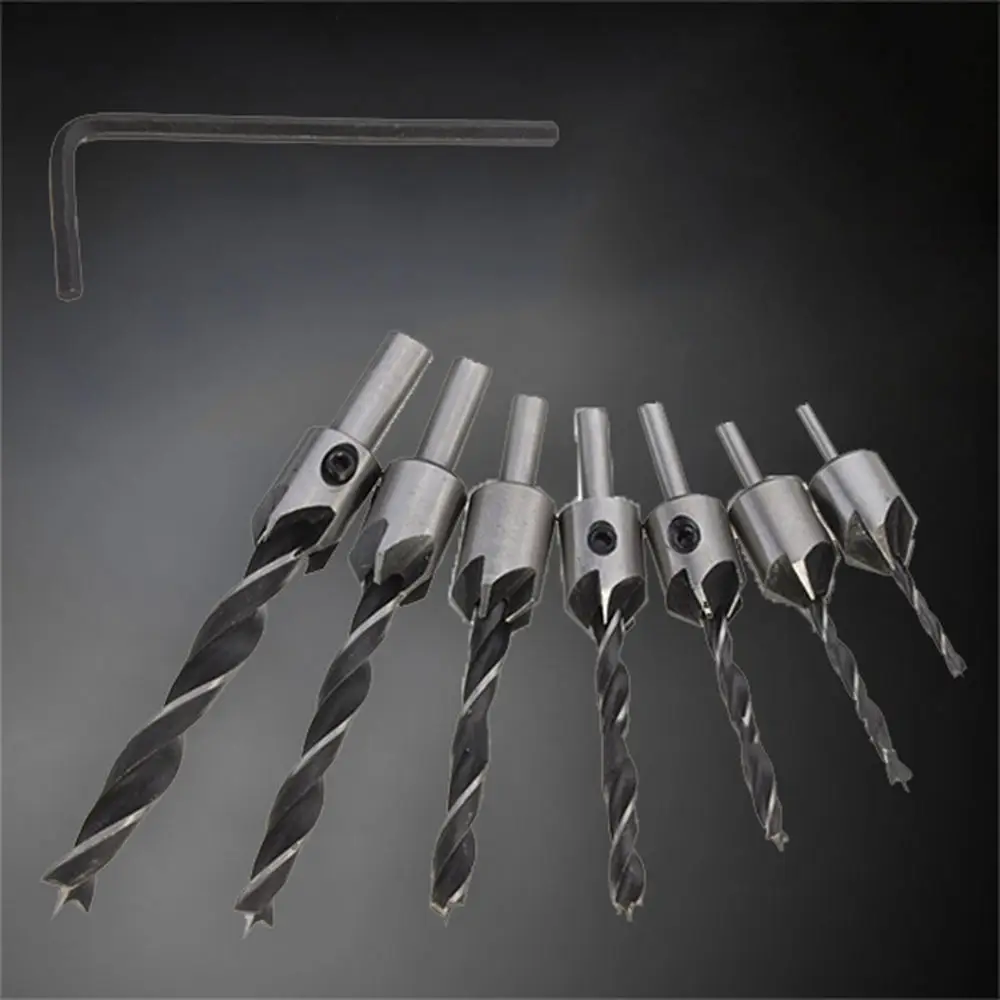 

Three-Point Woodwork Countersunk Drill Set Woodworking Chamfering Machine Directional Drill High Speed Steel Drill Bit