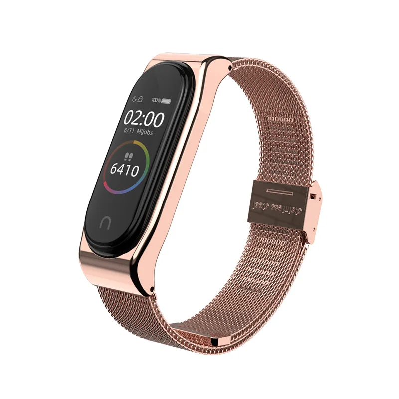 rose gold Браслет mi Band 4, металлический, нержавеющая сталь, универсальный, для Xiaomi mi, ремешок 3/4, браслет mi Band 4, напульсники mi band 4 - Цвет: rose gold