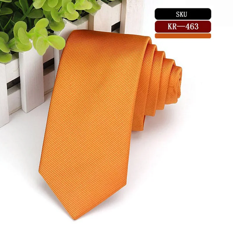 STKR 463 KR456-477, 6 см, брендовые, полиэфирные, шелковые галстуки, мужские, тонкие, обтягивающие, узкие, костюмы, галстук, однотонный, желтый, красный, темно-синий, фиолетовый, вечерние галстуки - Цвет: STKR 463