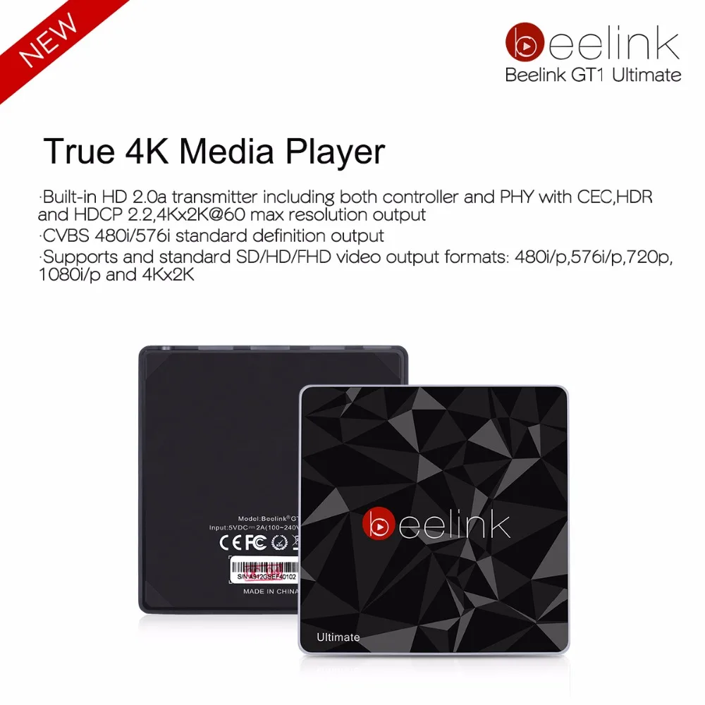 Новейшая ТВ-приставка Beelink GT1 Ultimate 3g 32G Amlogic S912 cpu Android 6,0 медиаплеер GT1 Ultimate 5G Wifi смарт-ТВ приставка PK X92 X96